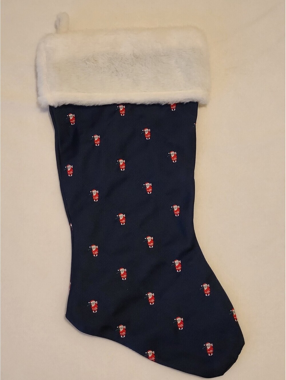 VTG Alynn Neckwear OS Christmas Stocking Embroidered Santa Claus Golfing